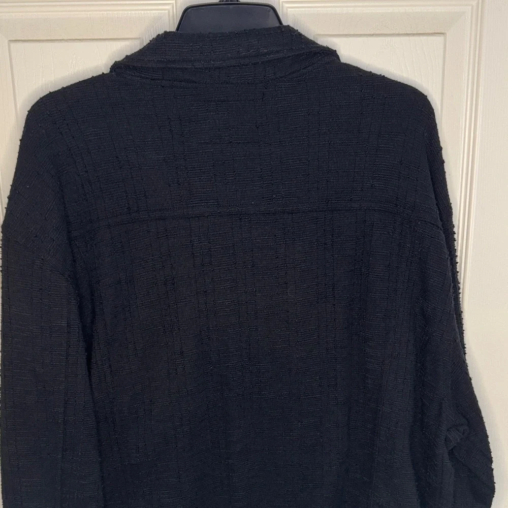 Fashion Nova Men's Black Textured Shirt Jacket